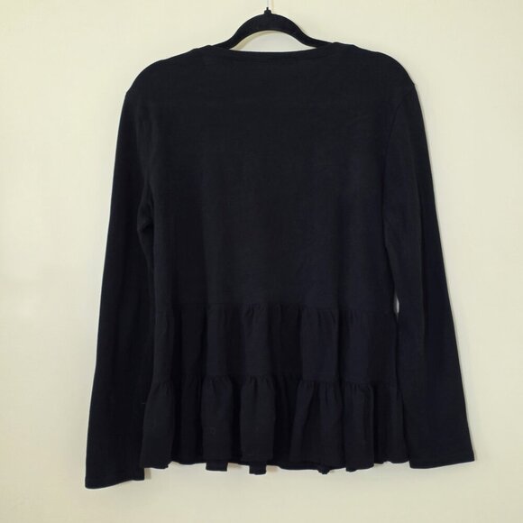 Zara Tunic Womens L Black LS Monochrome Knit Top Tiered Hem Goth Lagenlook Boho - Picture 14 of 14